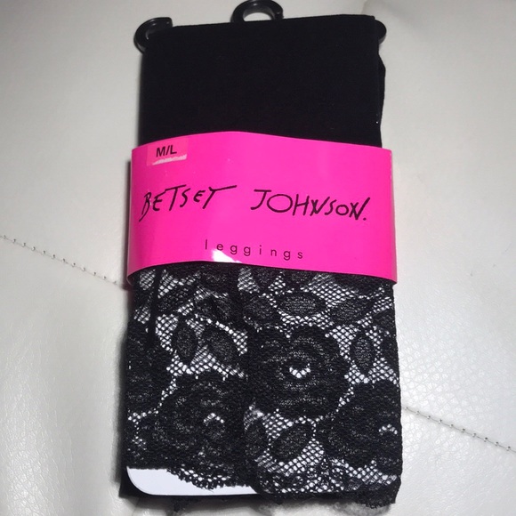 Betsey Johnson Accessories - Black lace trim leggings prom dress vintage Betsey Johnson tights footless goth